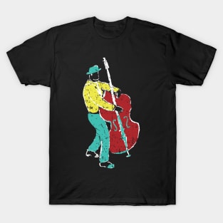 Acoustic Bass Musician Paint Style T-Shirt